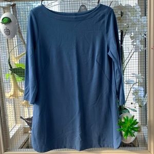 J Jill Ponte Boat Neck Tunic Blue M